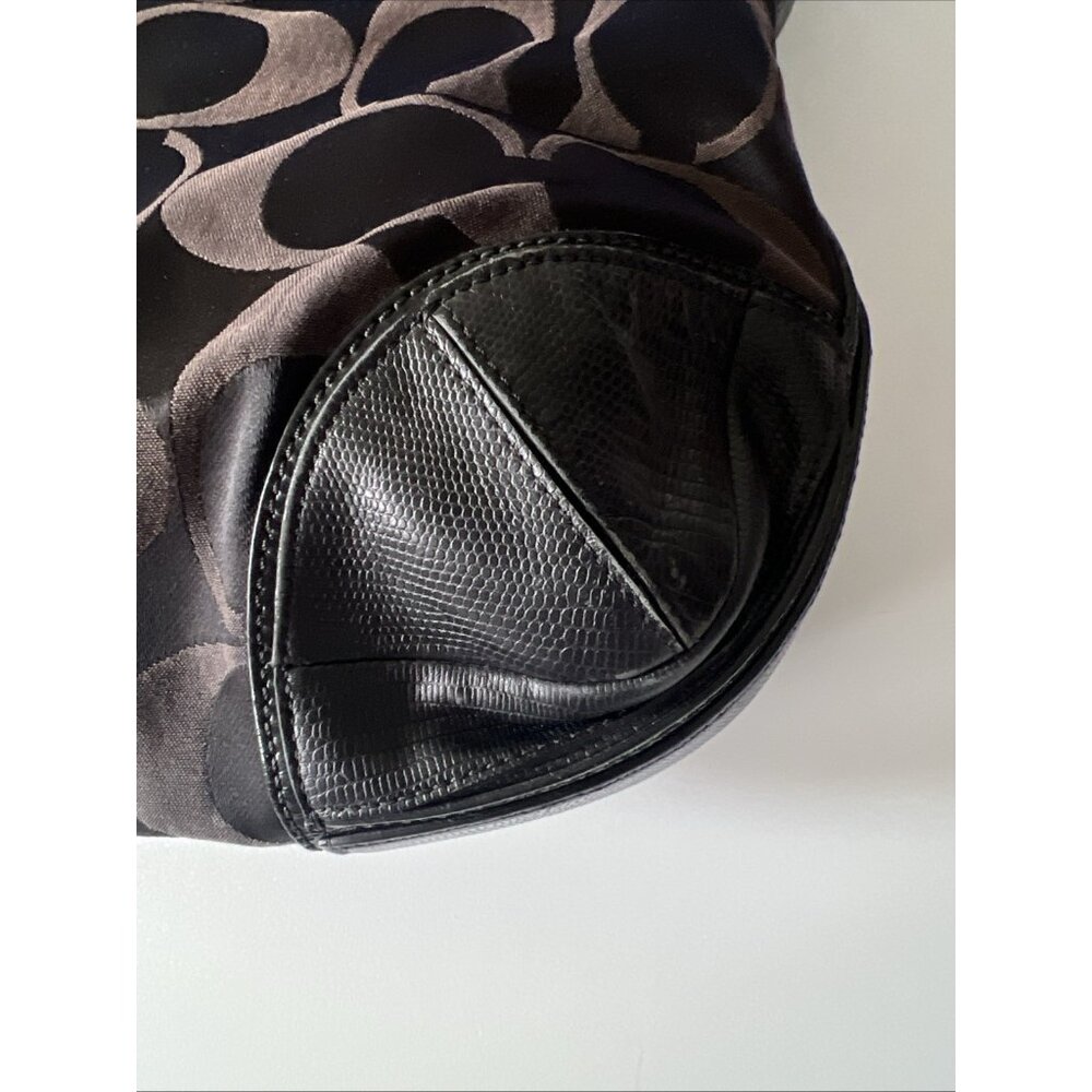 Vintage COACH #16408 Collette Signature Brown & Black Leather Cloth Bag - Picture 2 of 16